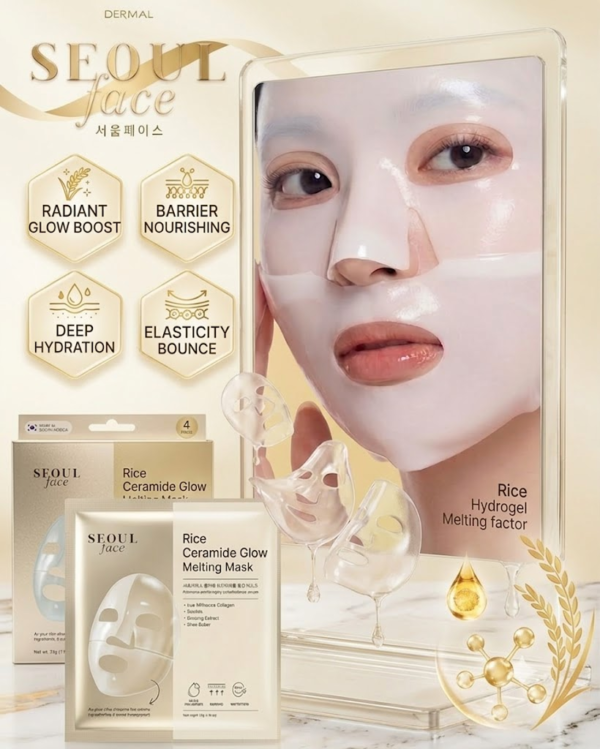 Seoul face Rice Ceramide Glow hydrogel Melting Mask in dubai